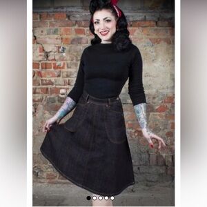50s Rocking Rosie Jeans Skirt in Denim Blue pinup Rumble 59 2X